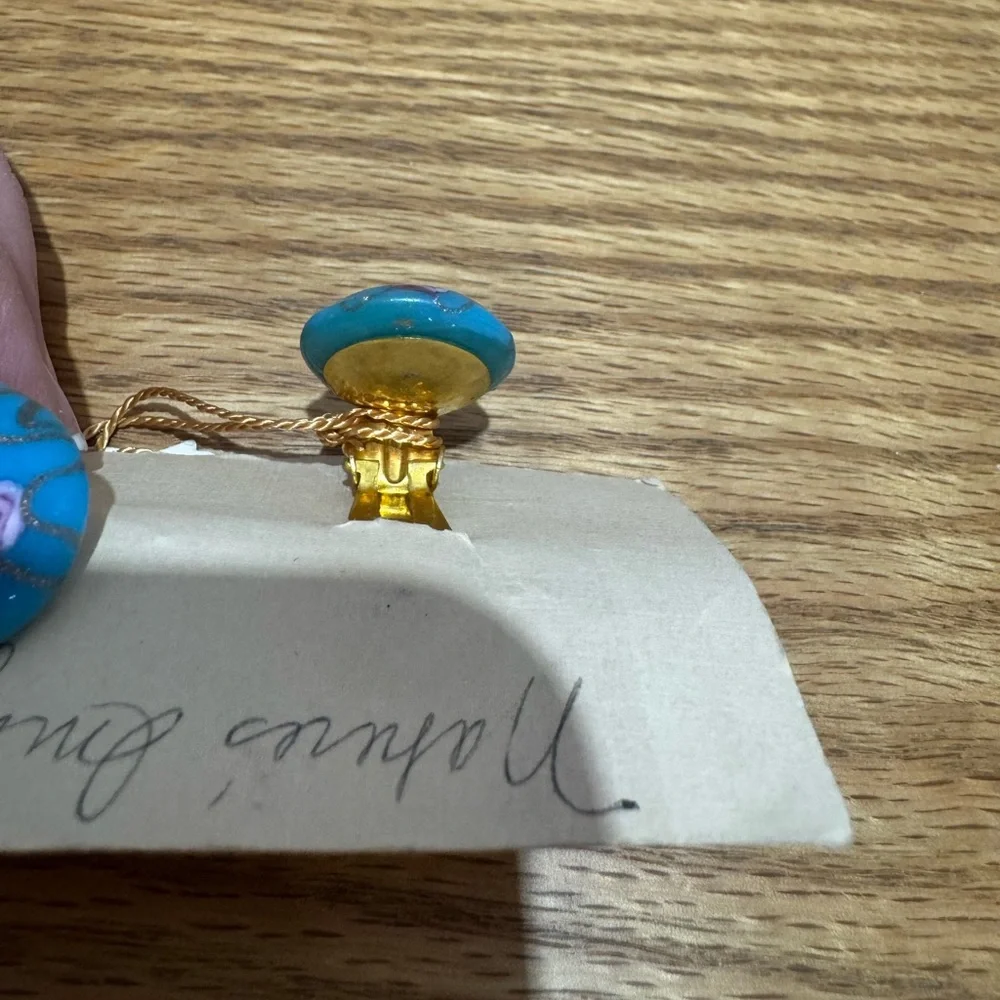 Venetian glass vintage blue Clip-On Earrings - Picture 5 of 5